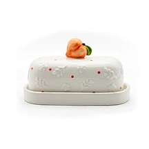 Butter Dish with Fruit Holder,peach butter dish, kitchen serving dish